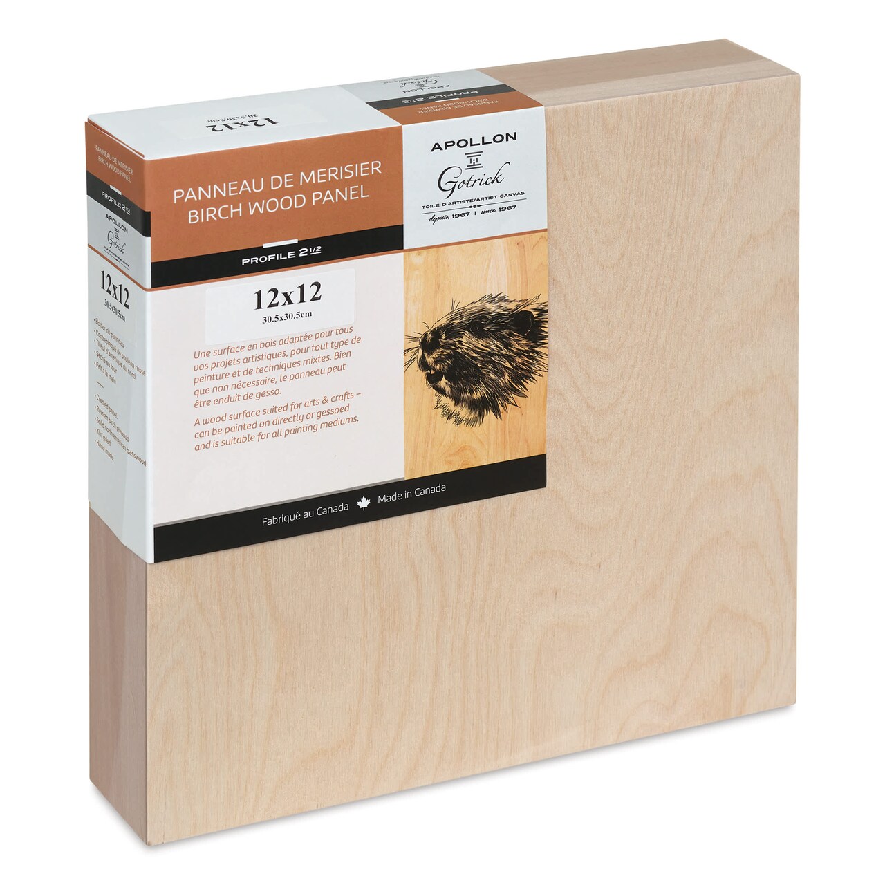 Apollon Gotrick Cradled Wood Panel - 12" x 12", 2-5/8" Profile